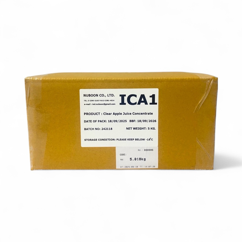 Nuboon น้ำเแอปเปิ้ล​เข้มข้นแท้จากธรรมชาติ ไม่มีสารปรุงแต่ง แพค 5 กก. (ICA1)