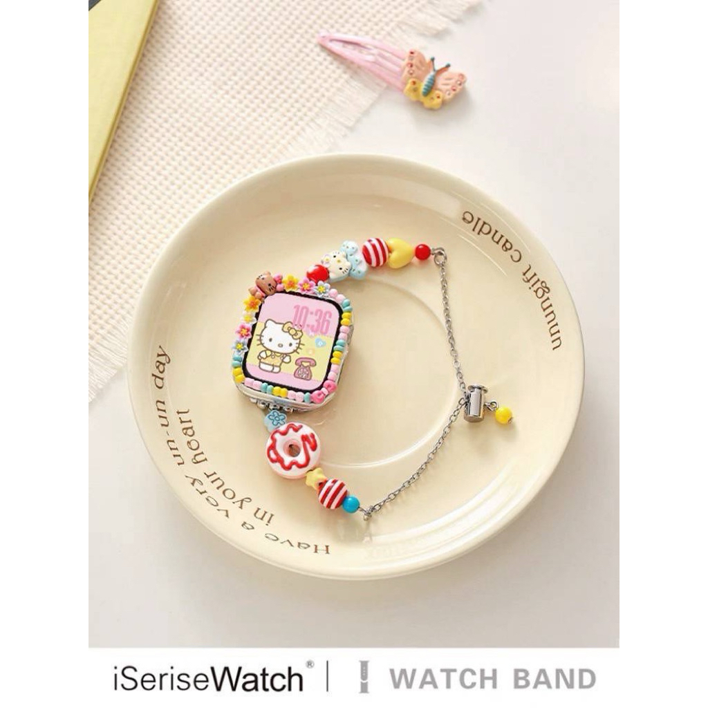 เคส+สายนาฬิกาเรซิ่น kitty Apple Watch/Smart Watch 40/41/42/S10/44/45/46mm