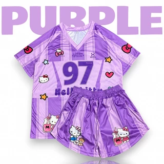 ( OAFSSET6 ) ชุดเซท คอวีลายการ์ตูน คิตตี้ So Cute 3สี มีกระเป๋า ฟรีไซส์/พลัสไซส์