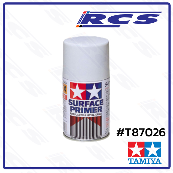 TAMIYA 87026 SURFACE PRIMER FOR PLASTIC & METAL (GRAY) 100ml สีสเปรย์รองพื้นโมเดล