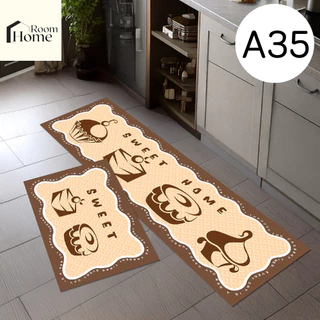 พรมเช็ดเท้า เซ็ตคู่ 2 ชิ้น (ไร้ขอบ) ลายคาเฟ่ เบเกอร์รี่ พรมห้องครัว พรม3D มีกันลื่น ทำความสะอาดง่าย