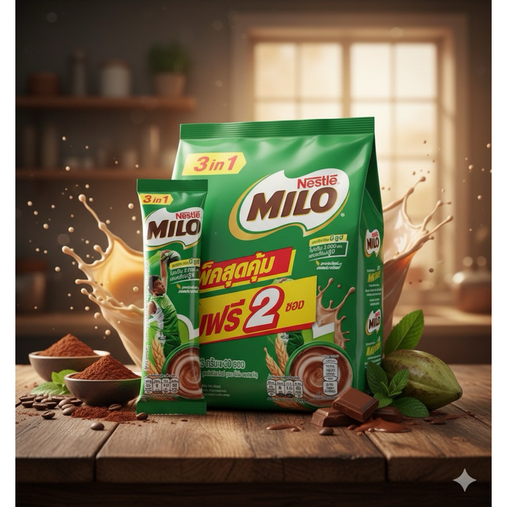 [ X1แพ็ค ]MILO ไมโล 3 in 1 แอคทิฟ-โก เครื่องดื่มช็อกโกแลตมอลต์ปรุงสำเร็จชนิดผง 30 กรัม 1แพ็คX30 ซอง