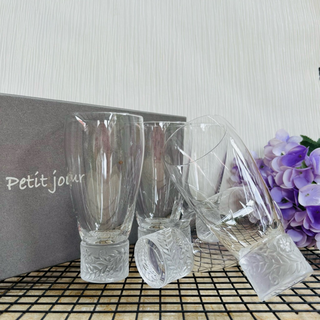 แก้วคริสตัล Petit Jour ทรงสูง ขนาดเล็กเซ็ต 5 ชิ้น มือสอง จากญี่ปุ่น