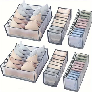 【พร้อมส่ง】กล่องเก็บชั้นในแบบลิ้นชักใหม่-องค์กรในบ้านสำหรับถุงเท้า กางเกงใน และชุดชั้นในพร้อมช่องแบ่งแบบตาราง พับได้