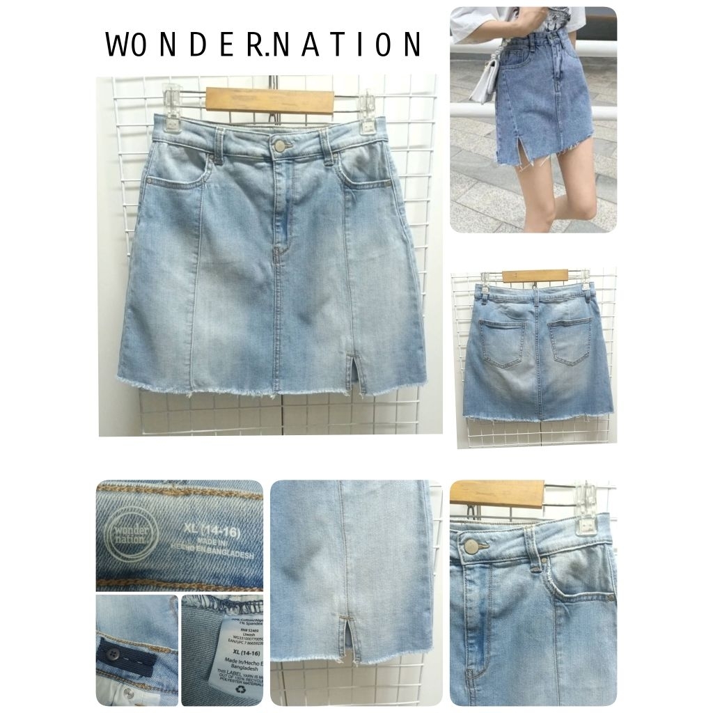 4510. W0 N D E R.N A T I 0 N กระโปรงยีนส์สั้นมือสองแบรนด์เนม