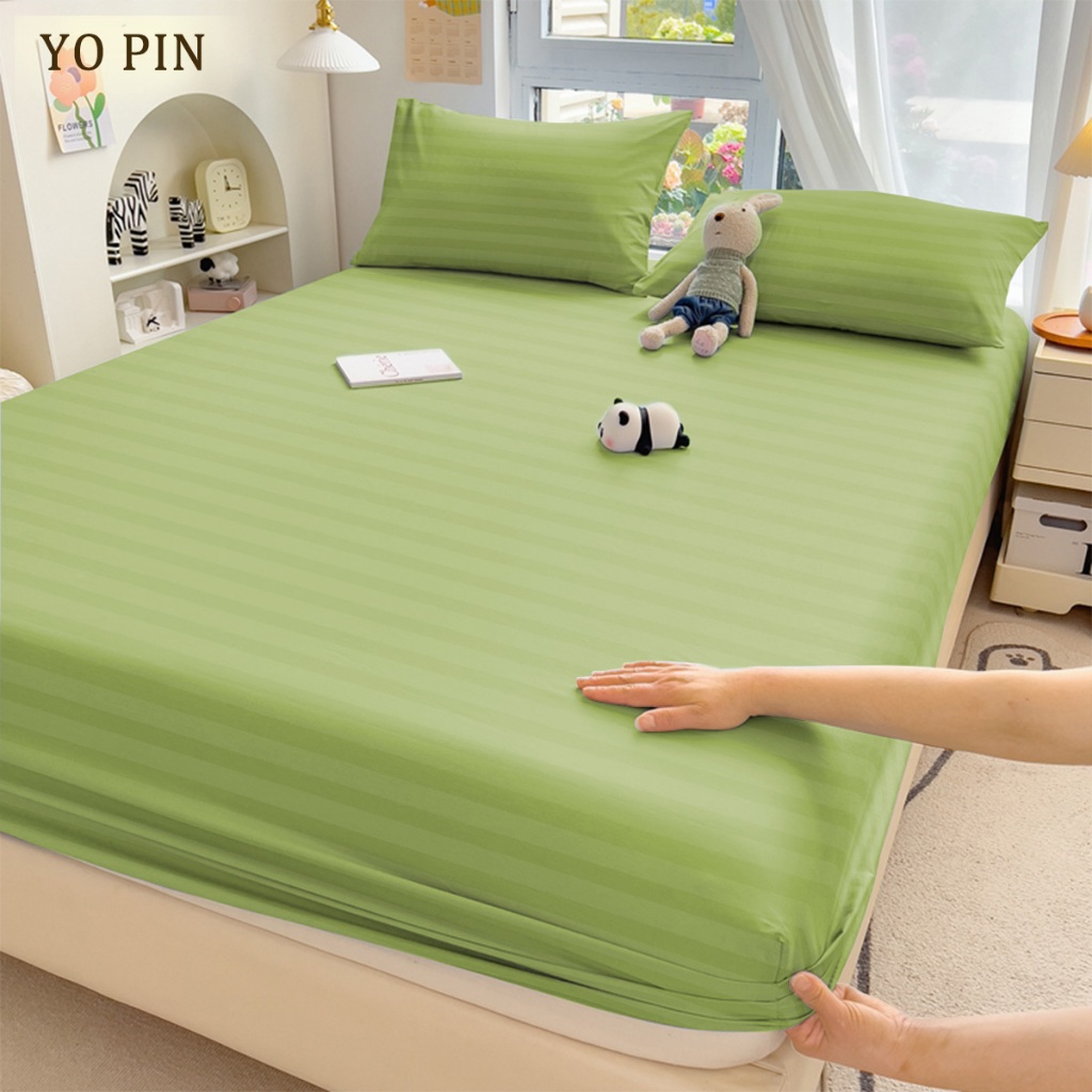 ผ้าปูที่นอน Satin 3ฟุต 3.5ฟุต 5ฟุต 6ฟุต ชุดผ้าปูที่นอน(ผ้าปูเตียง+ปลอกหมอน) สูง 10นิ้ว ไร้รอยต่อ