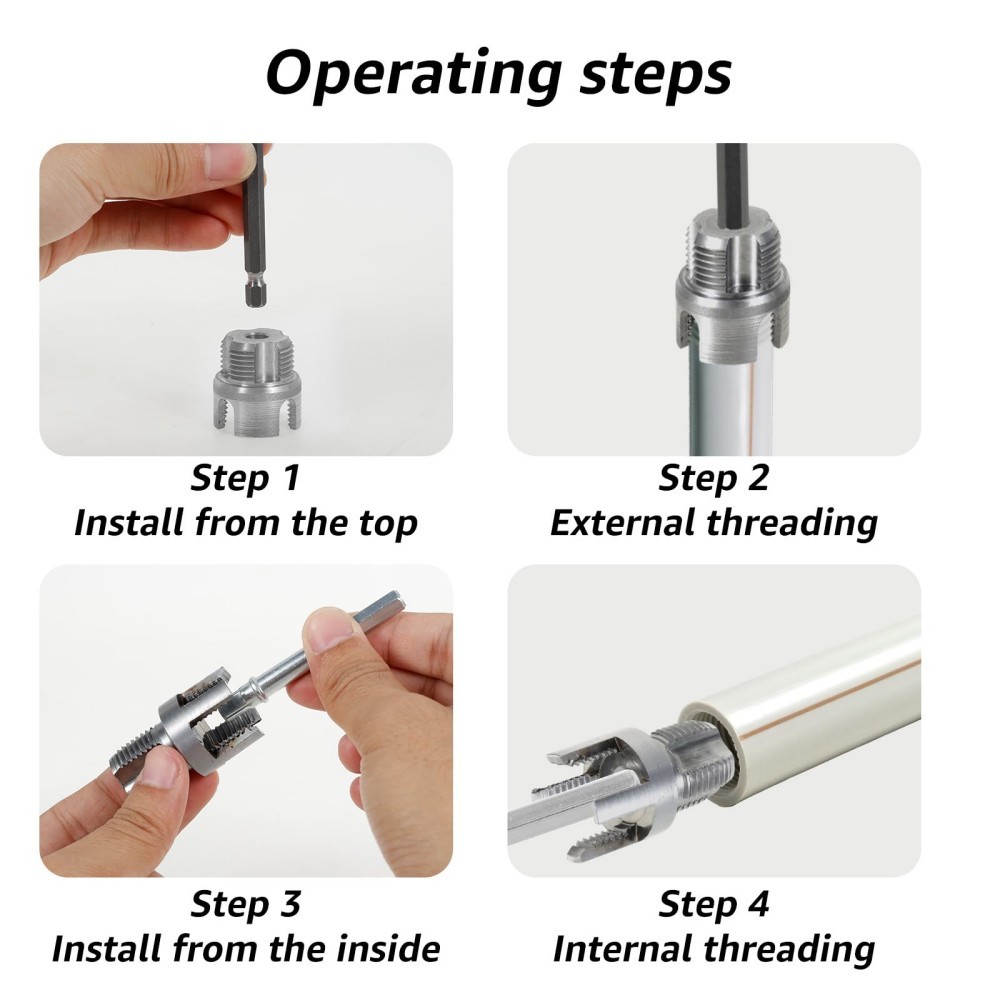 เครื่องมือตัดด้ายท่อ เครื่องมือตัดท่อเกลียวภายในและภายนอกแบบรวม - เครื่องตัดและดายท่อ PPR ขนาด 1/2 นิ้ว และ 3/4 นิ้ว - รูปที่ 5