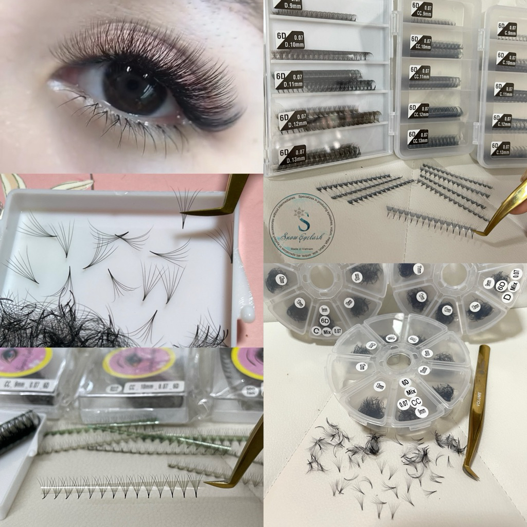 ขนตาแบบช่อ6D - Volume 6D -C, CC , D -ขนตานู่มนิ่มดำ
