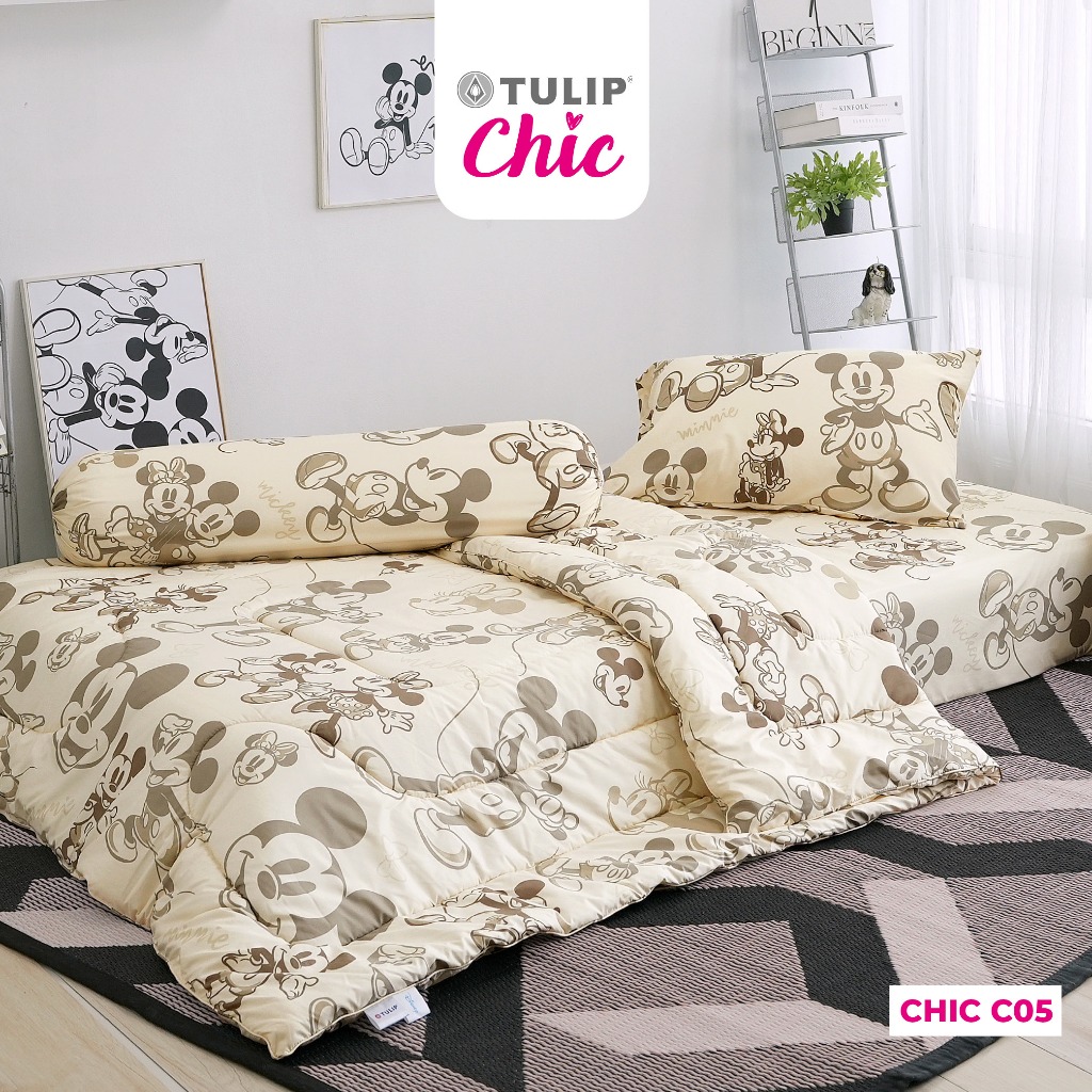TULIP CHIC มิกกี้เมาส์ CHIC C05 Mickey ลิขสิทธิ์แท้ดิสนีย์ ชุดผ้าปู ผ้าห่มนวม สไตล์มินิมอล สัมผัสนุ่มไม่ระคายผิว Disney