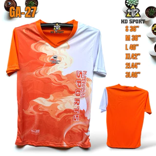 เสื้อกีฬาพิมลายตัวใหม่ล่าสุด GA-27 คอวีสวย ผ้าดีทรงตรงใส่ได้ชายหญิง สินค้าพร้อมส่ง