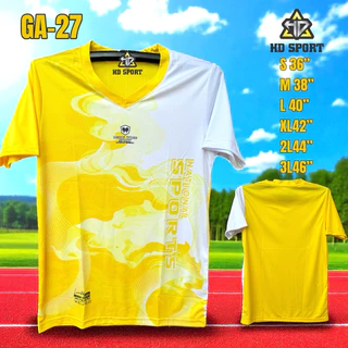 เสื้อกีฬาพิมลายตัวใหม่ล่าสุด GA-27 คอวีสวย ผ้าดีทรงตรงใส่ได้ชายหญิง สินค้าพร้อมส่ง