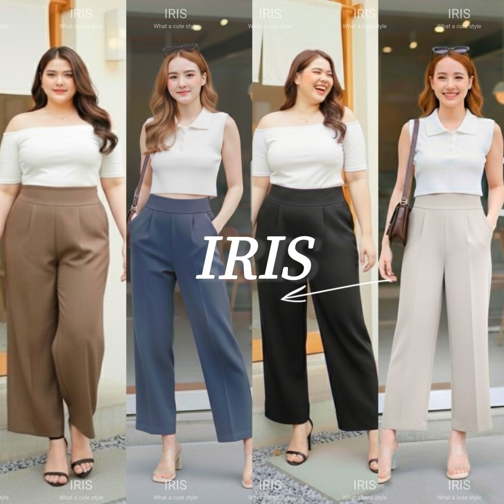 (ส่ง1-3วัน)⭐️IRIS ♡ ไอริส⭐️ กางเกงขากระบอกกลาง เอว 26"-40" ยาว 38" ขอบเอวหนาเก็บพุง ผ้าทิ้งตัวแทบไม่ต้องรีด