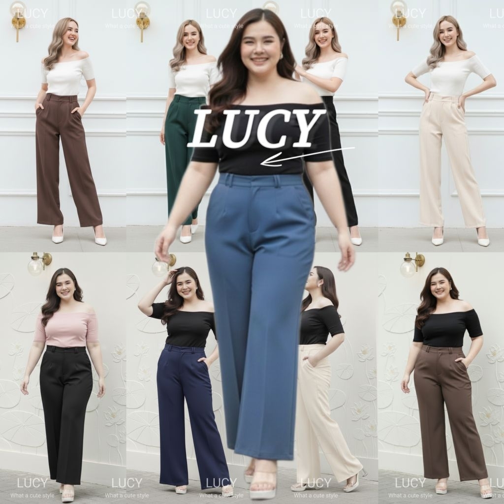 [คอมโบส่งฟรี‼️] LUCY⭐️กางเกงสาวอวบ เอว30-44⭐️ กางเกงเอวสูง เก็บพุง กระบอกกลางกึ่งใหญ่ พรางหุ่น ใส่ทำงานใส่เที่ยว