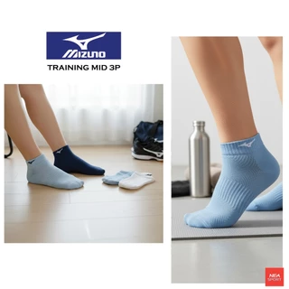 [คุณภาพในราคาเบาๆ] MIZUNO TRAINING MID 3P ถุงเท้า กีฬา มิตซูโน่ แท้