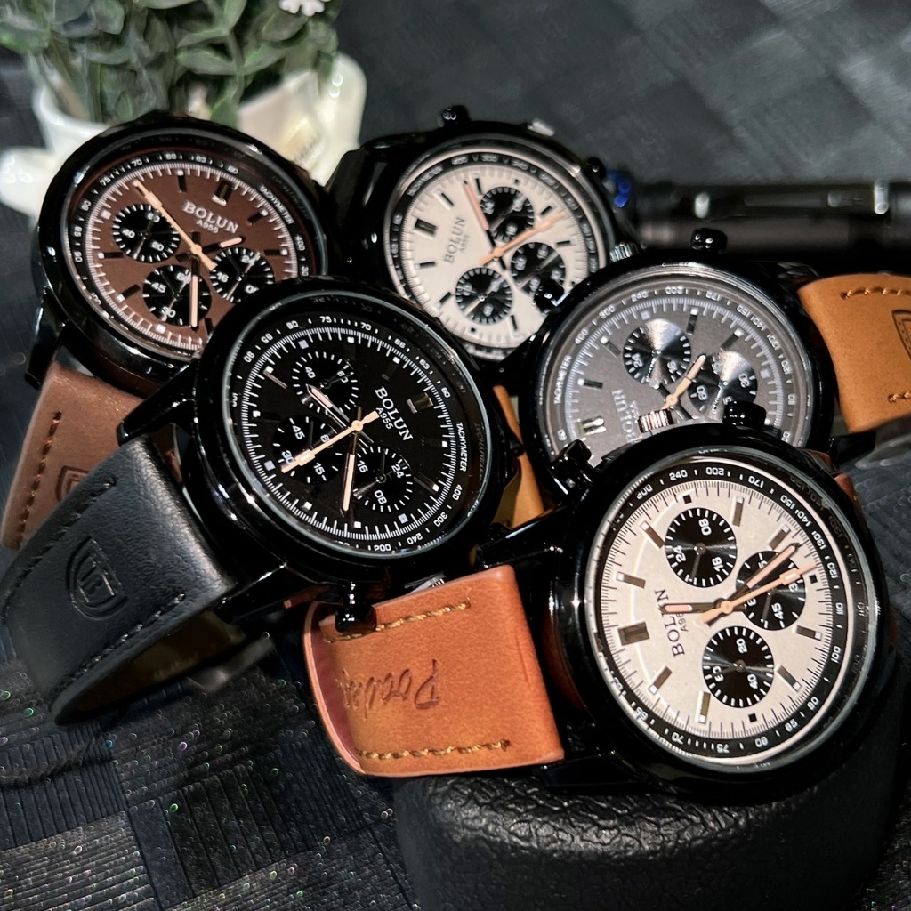 Bolun#6776 นาฬิกาข้อมือแบรนด์แท้สายหนัง หน้าปัด40มิล ดีไซน์เท่สุดคลาสสิค หรูหรา พร้อมส่ง - รูปที่ 7