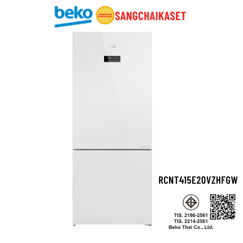 ตู้เย็น 2 ประตู BEKO รุ่น RCNT415E20VZHFGW 14 คิว กระจกขาว