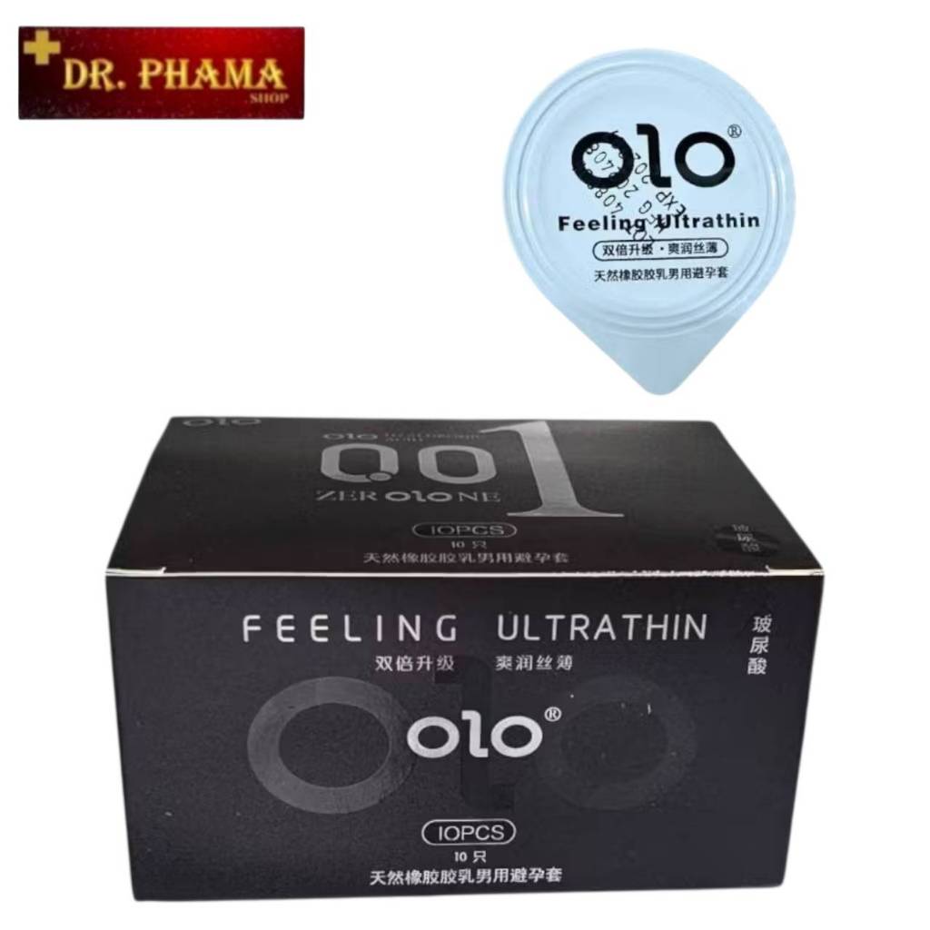ถุงยางอนามัย โอแอลโอ บาง 001 สูตรบางพิเศษ ไซส์52+2 มม olo Condom Feeling Ultrathin Slim 001 Size 52+