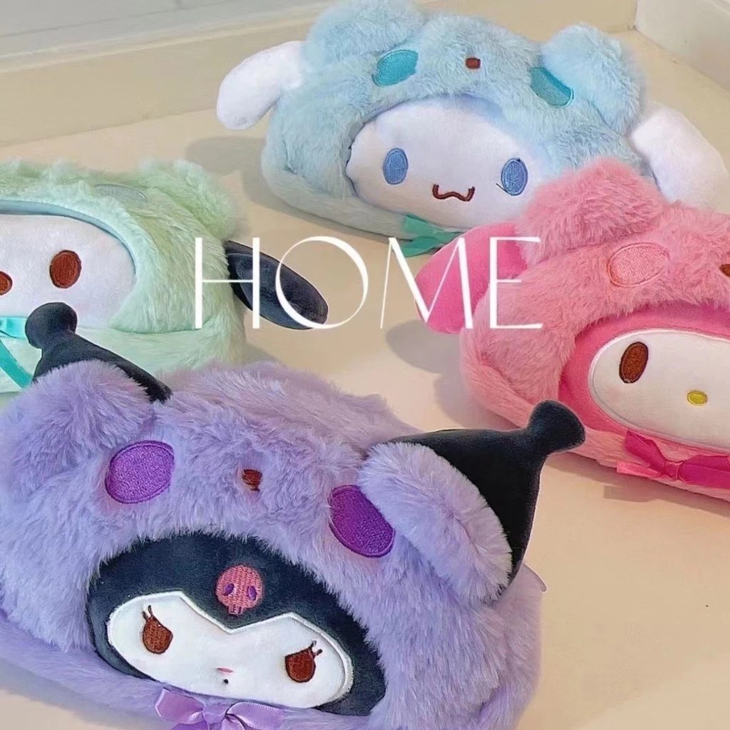 Sanrio กระเป๋าดินสอคุโรมิ ซานริโอ้ ดีไซน์ขนปุกปุย กระเป๋าเครื่องเขียนนักเรียนน่ารัก สินค้ามีพร้อมส่ง