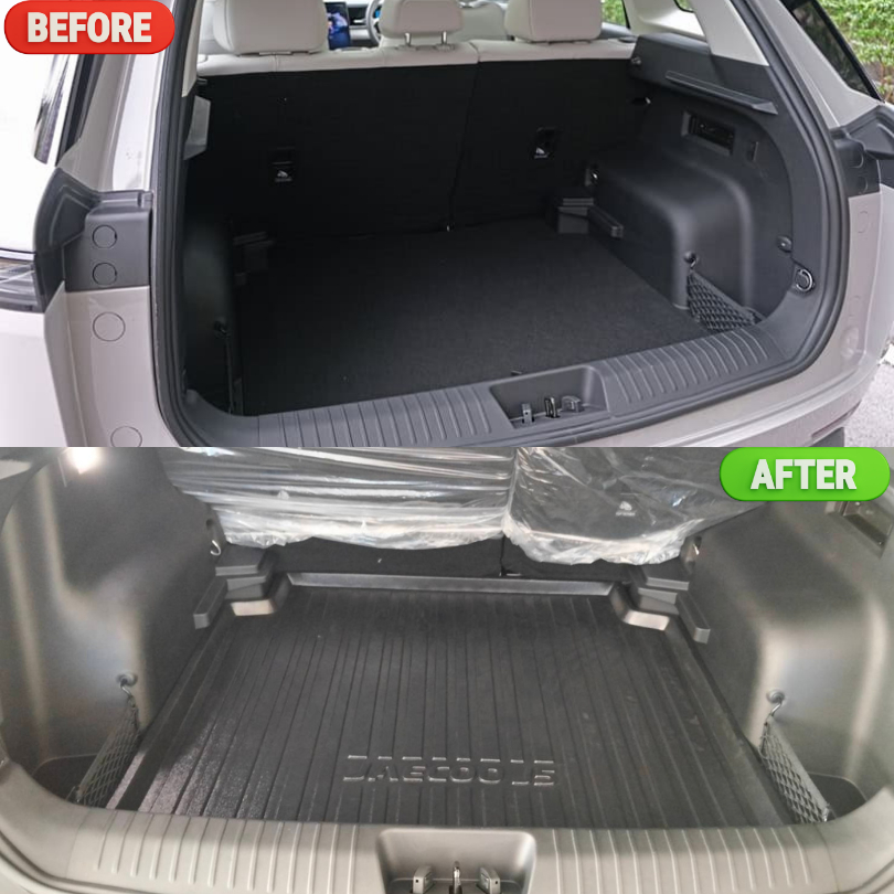 ถาดท้ายรถยนต์ JAECOO J5 EV แผ่นกันรอยพนักพิง JAECOO 5 (ไม้อัดปรับระดับได้) กันเปื้อน กันน้ำ - รูปที่ 4