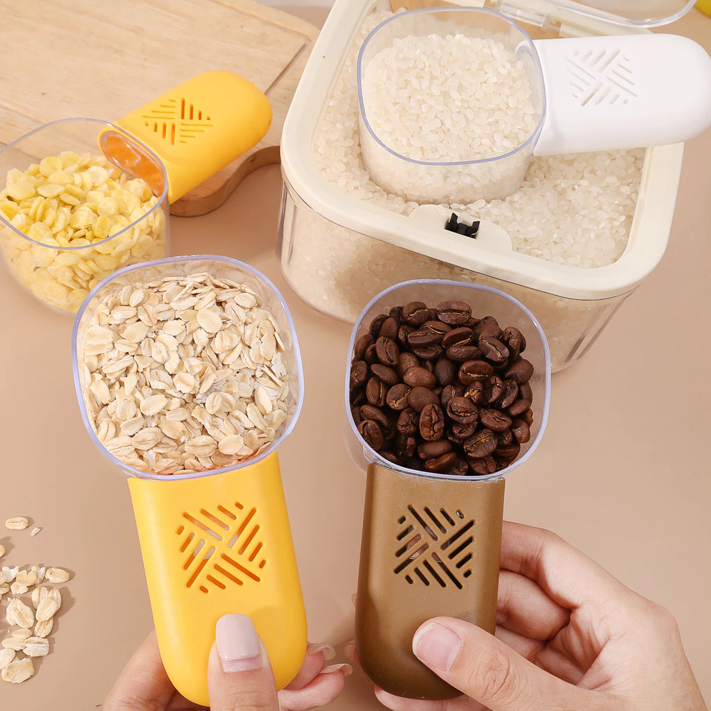 🧊 ICE COFFEE ที่ตักข้าว ช้อนตวงกาแฟ ช้อนข้าวเชิงปริมาณ ชิ้นการออกแบบที่ถอดออกได้สําหรับ ป้องกันความชื้นและแมลง
