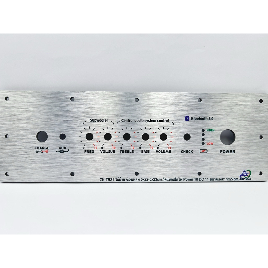 เพลทลำโพงบลูทูธZK-TB21ไม่ย้าย ช่องเพลท5x22-5x23cm วัตแบตเม็ดไฟ สวิตช์ 16มิล DC 11มิล ขนาดทั้งหมด9x27cm.วัสดุคอมโพสิต