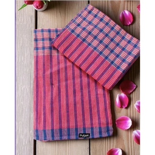 ผ้าขาวม้า ผ้าฝ้าย 100 %ตรารถไฟ ผ้าไม่หด สีไม่ตก เย็บชายทุกผืน ขนาด 80×190 cm ขนาดมาตรฐาน