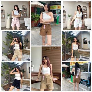 ʙʀᴏᴏᴋᴇ🍃กางเกงยีนส์ขาสั้น คาร์โก้ ผ้ายีนส์สี เนื้อผ้ายืด ป้าย chuu-5kg