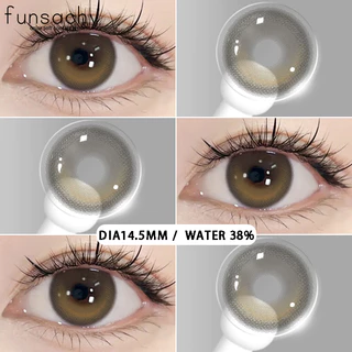 （0.00-6.00）คอนแทคเลนส์สายตาสั้นหนึ่งคู่ hawaii สีน้ำตาล/สีเทา/สีน้ำเงิน 14.5 มม.การขยายรูม่านตา