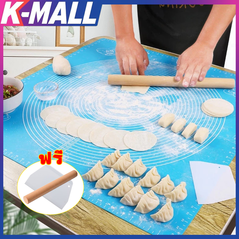 เเผ่นซิลิโคนนวดแป้ง ทนความร้อน food grade แผ่นรองตัดแป้ง แถมฟรี ! ไม้นวดและมีดตัด
