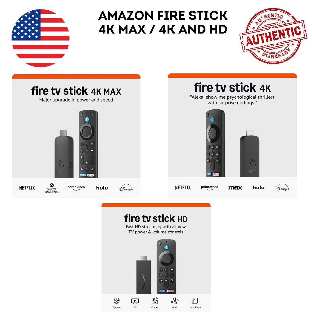 Amazon Fire TV Stick (4K Max, 4K or HD) streaming device (Wi-Fi 6E, 6 or 5), free live tv without ca