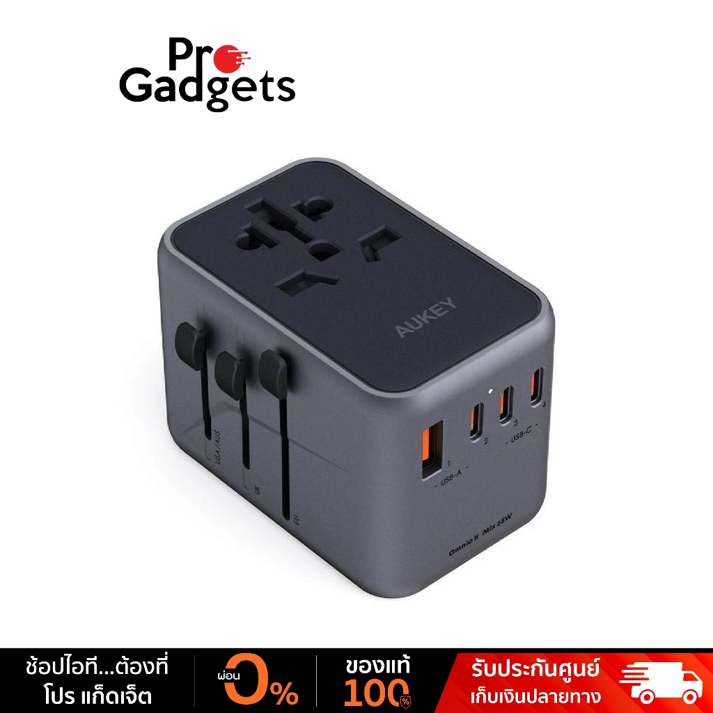 AUKEY PA-TA08 65W Universal Travel Adapter Black หัวแปลงปลั๊กไฟ