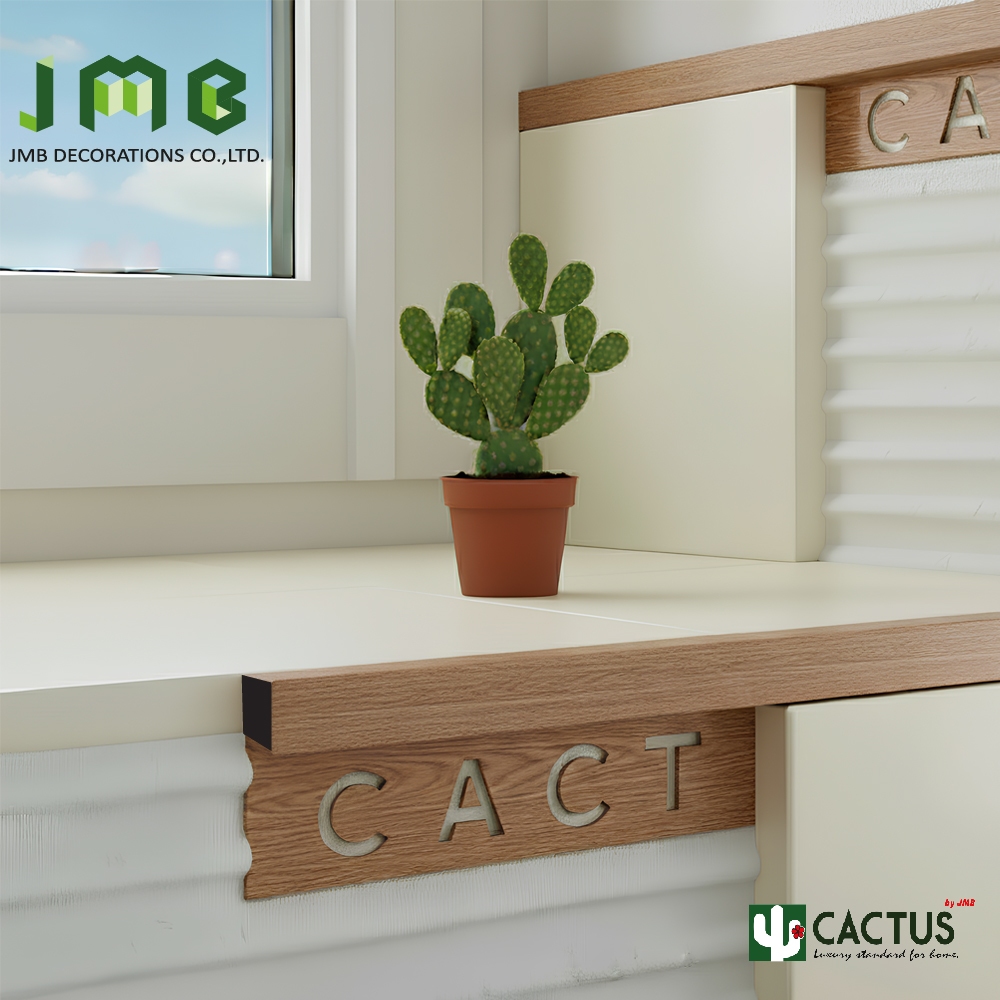 CACTUS คิ้วกระเบื้องอลูมิเนียมลายไม้แบบเหลี่ยม ขนาด 10mm. ความยาว 2m. 4สี