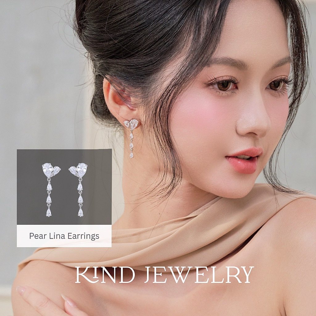Kind Jewelry ต่างหู เจ้าสาว ต่างหูออกงานPear Lina  Earrings