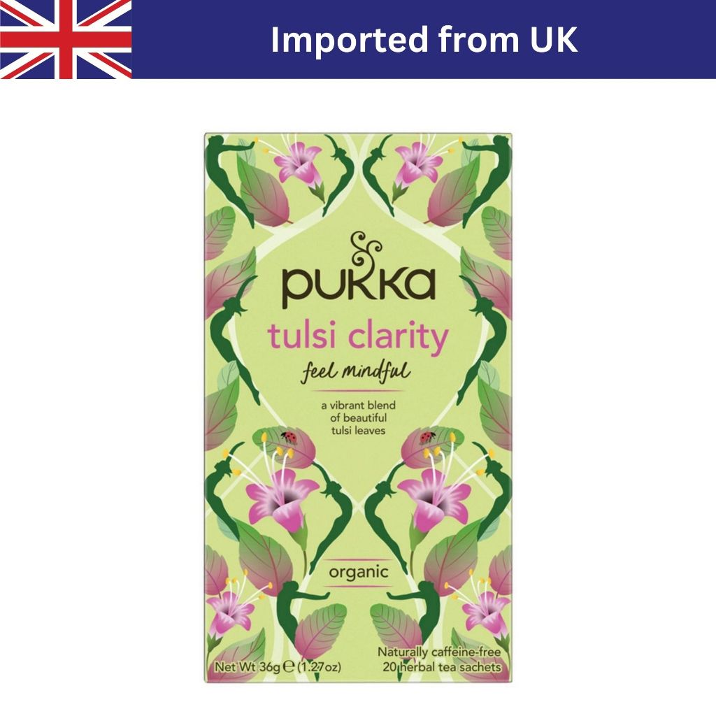 Pukka Tulsi Clarity Tea with Green, Purple & Lemon Tulsi (20 Bags / 36g) ชาอังกฤษ ชาซอง ชาออร์แกนิก