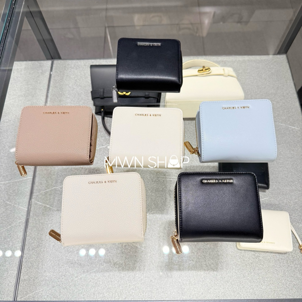 Charles&keith กระเป๋าสตางค์ finley มีโค้ดลด30% Zip around small wallet กระเป๋าสตางค์ใบสั้น ของแท้จากชอป