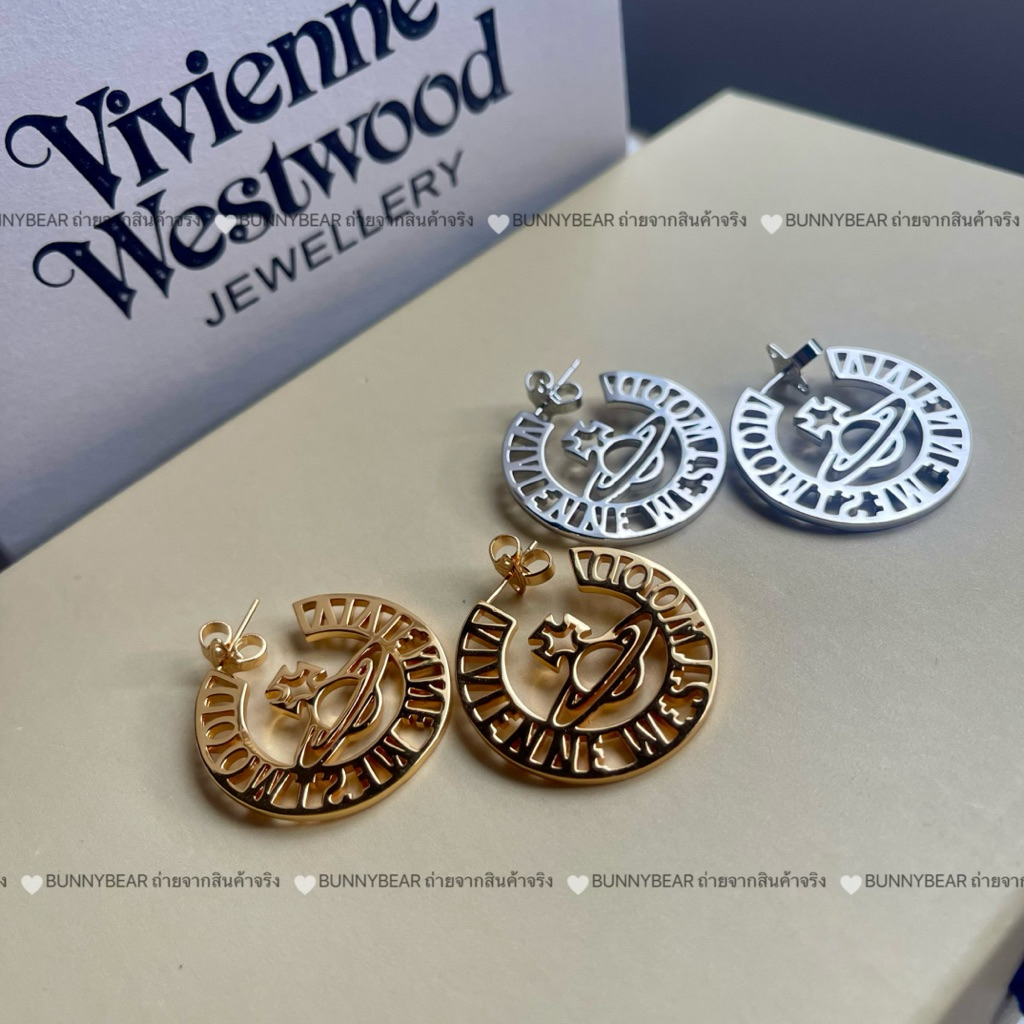 ต่างหู วิเวียน รุ่นOrb Hoop Earrings  ชนช็อป งานHIEND(3CM)