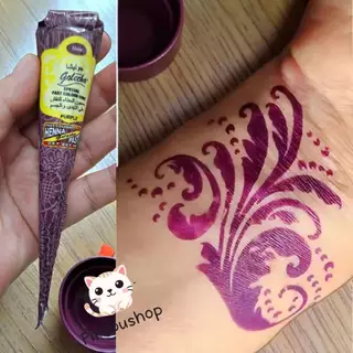 เฮนน่า (1กรวย) สีแดง เพ้นมือ GOLECHA,HENNA,CHERRY Black Pink Maroon