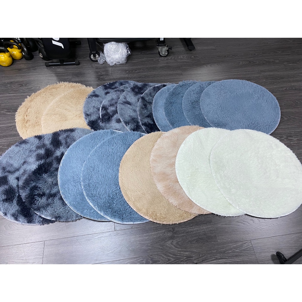 พรมปูพื้นห้องนอน พรมวงกลม 60/80/100/120/160ซม. พรมตกแต่งห้อง ขนนุ่ม รองนอนสัตว์เลี้ยง พรมทูโทน 12สี - รูปที่ 2