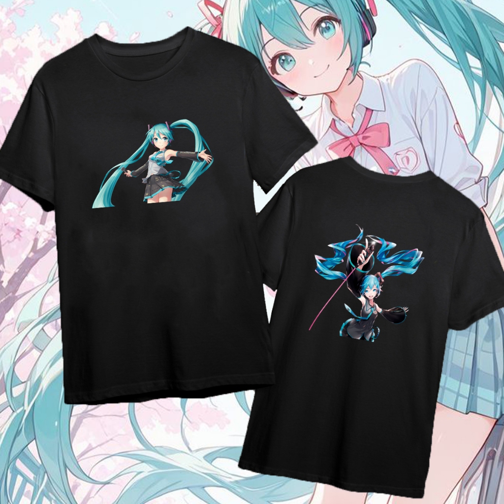 Hatsune Miku  T-Shirt Hatsune Miku  Printed T-Shirt Short Sleeve ความสะดวกสบายในการสวมใส่ มีความยืดห