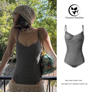 Victoria's ชุดว่ายน้ำวันพีช ผู้หญิง ลายสก็อต มีโครง ชุดว่ายน…