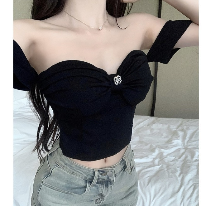 YOYO  เสื้อสายเดี่ยวไหมพรม🎀เอวลอยครึ่งตัว​ สีพื้น เสื้อถักกุทัณฑ์ สำหรับผู้หญิง เซ็กซี่สวย แฟชั่น แฟชั่นเกาหลี - รูปที่ 5