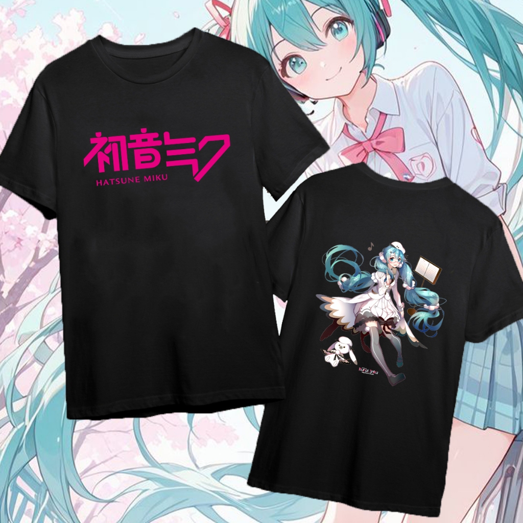 Hatsune Miku MIKU Cartoon T-shirt Round Neck   New Leisure ชุดลำลองสำหรับผู้ชายและผู้หญิง  มีให้เลือ
