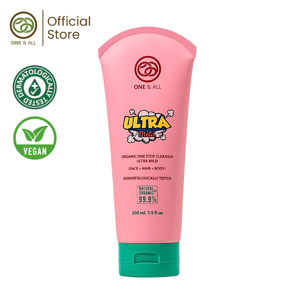 [New]One & All Ultra Mild เจลทำความสะอาดผิวและผม สูตรออแกนิก 99.9%(Face+Hair+Body) 200ml