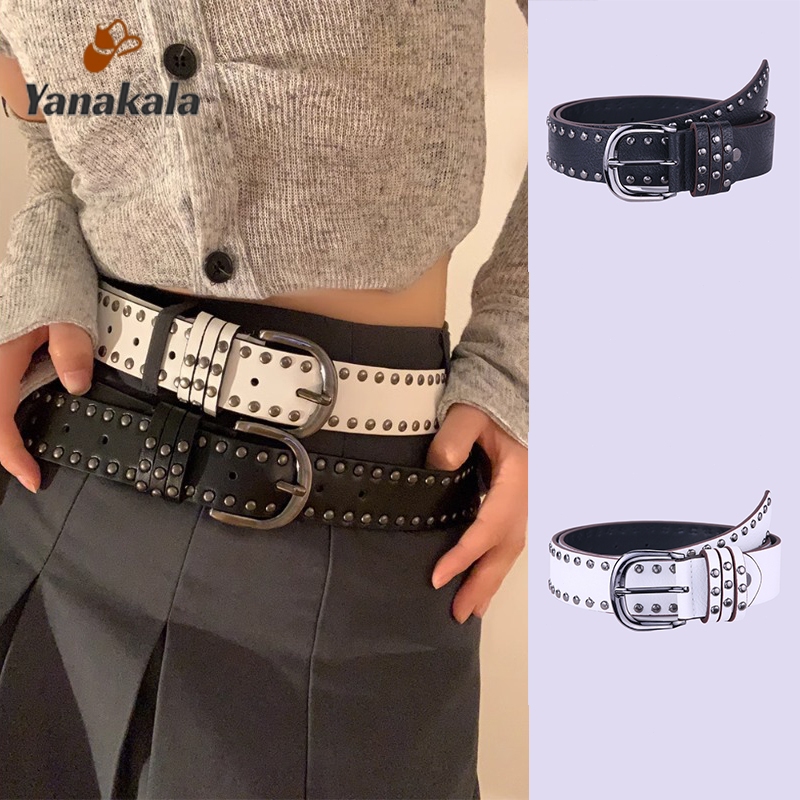 ส่งเร็ว🚚เข็มขัดคาดเอวสไตล์พังค์ เข็มขัดผู้หญิง ย้อนยุค ทนต่อการสึกหรอ เข็มขัด คุณภาพสูง-Yanakala