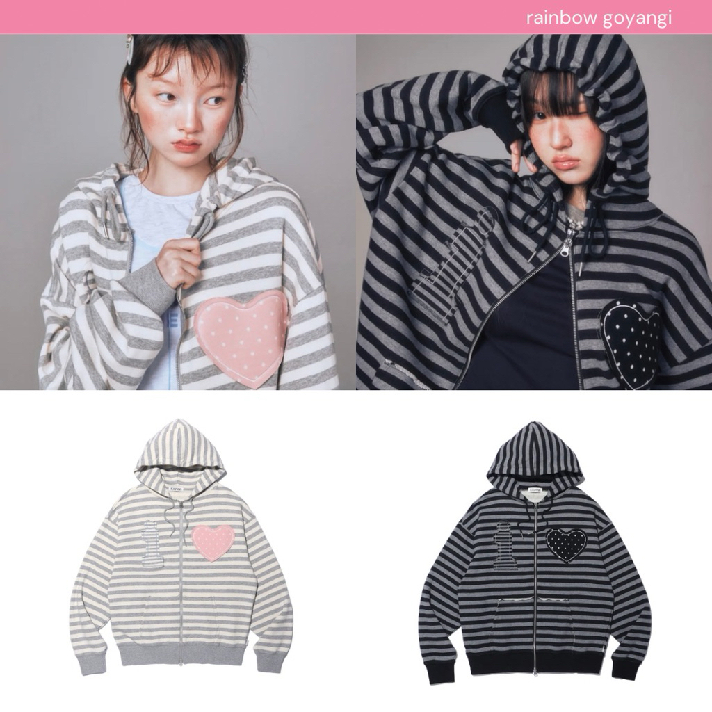 พร้อมส่ง | YOUHEE I LOVE APPLIQUE HOOD ZIP-UP 🎀🤍