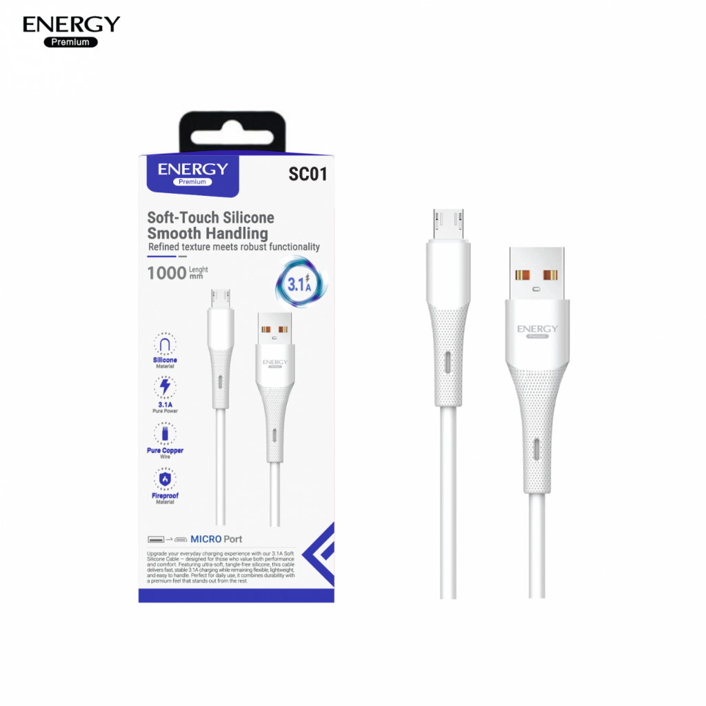 สายชาร์จ ชาร์จเร็ว 3.1A USB to Micro วัสดุสาย ซิลิโคนนิ่มพิเศษแบบกลม ยืดหยุ่นสูง ไม่พันกันง่าย ชาร์จไว