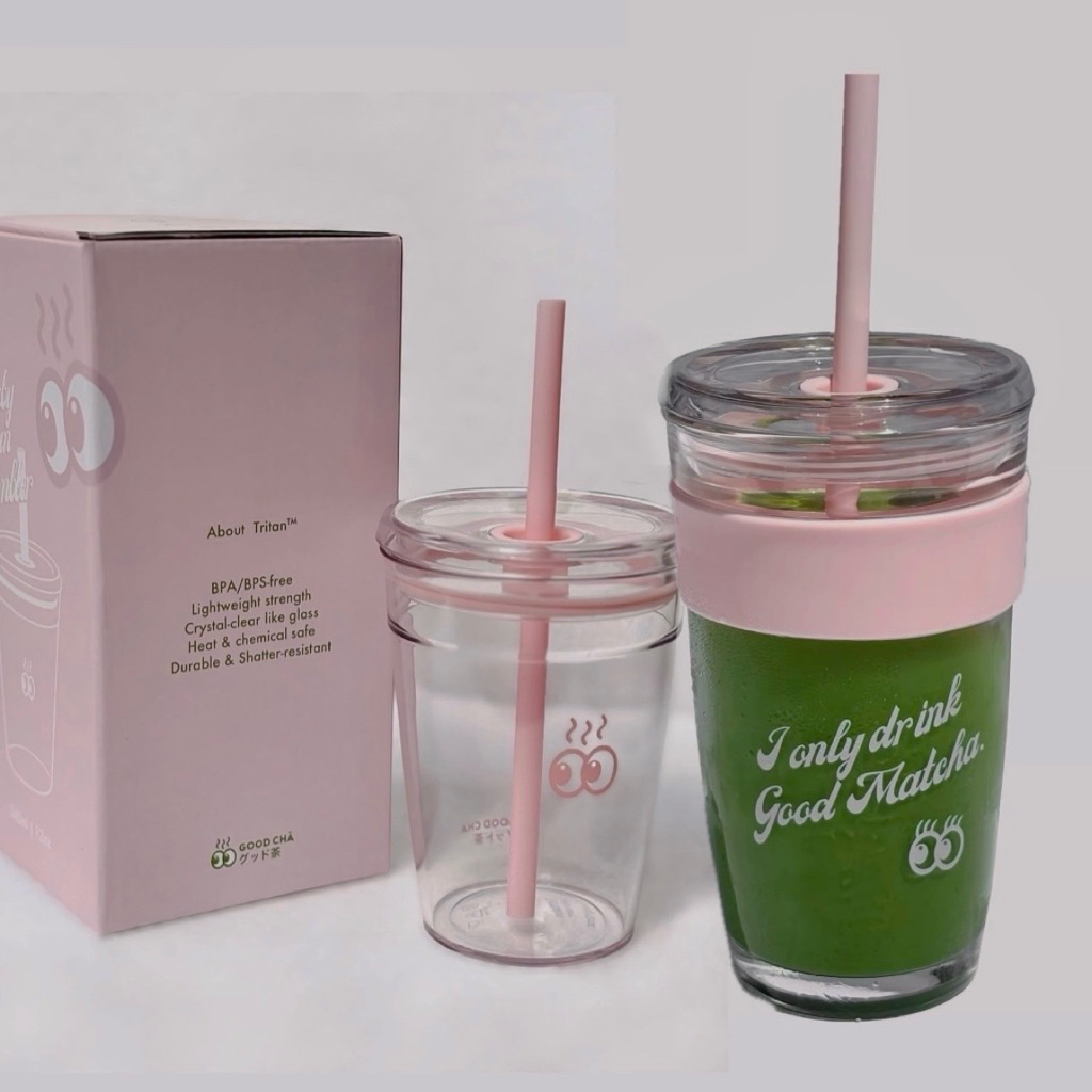 พร้อมส่ง : แก้ว GOOD CHA🩷 พร้อมหลอด2ขนาด (New in pack)