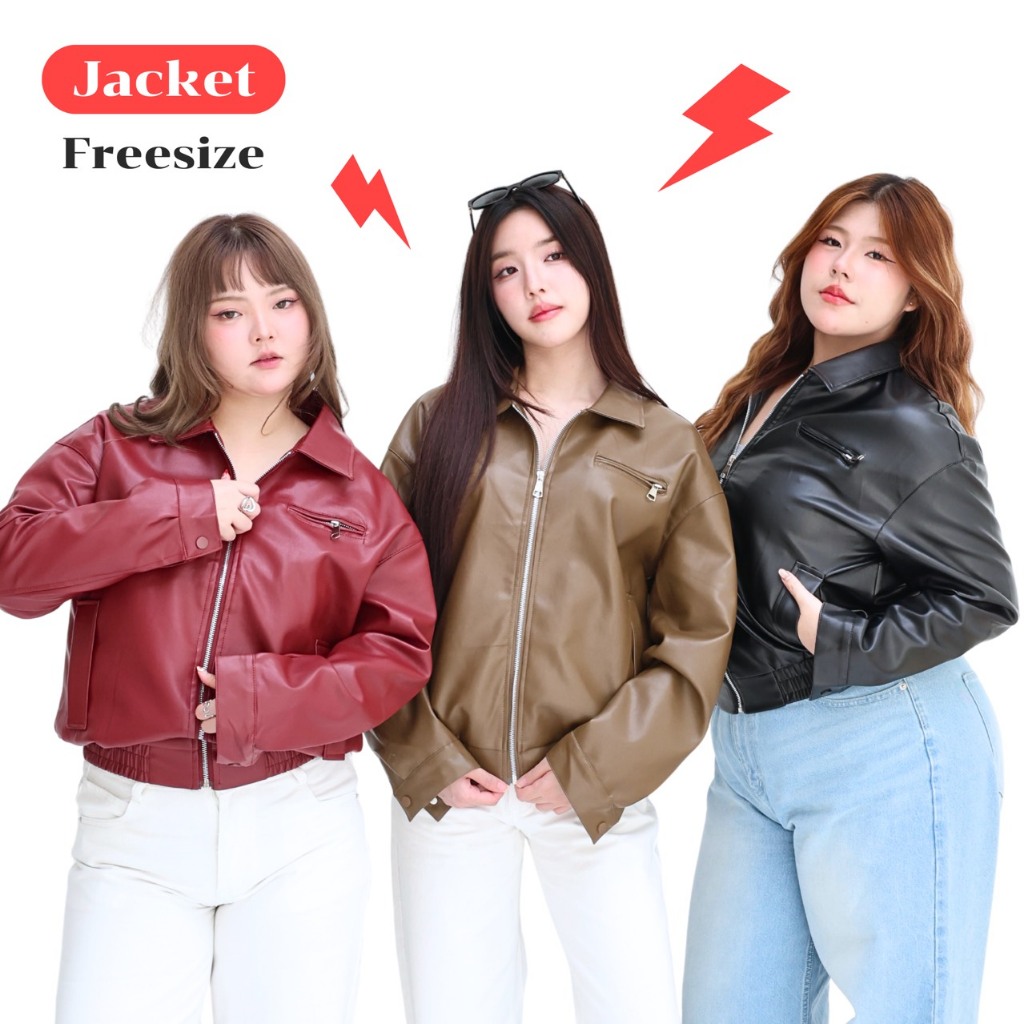 JARINYA เสื้อหนังแขนยาว ข้างหลังปัก jarinya (T894)