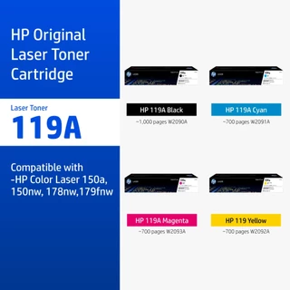 [ส่งด่วน] HP 119A Original LaserJet Toner Cartridge | ตลับหมึกเลเซอร์ สี / สีดำ