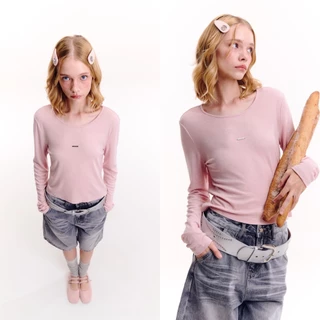 CHUUCHOP - Glaze Long Sleeve Top เสื้อยืดแขนยาวผ้านุ่มปักโลโก้(C8422)